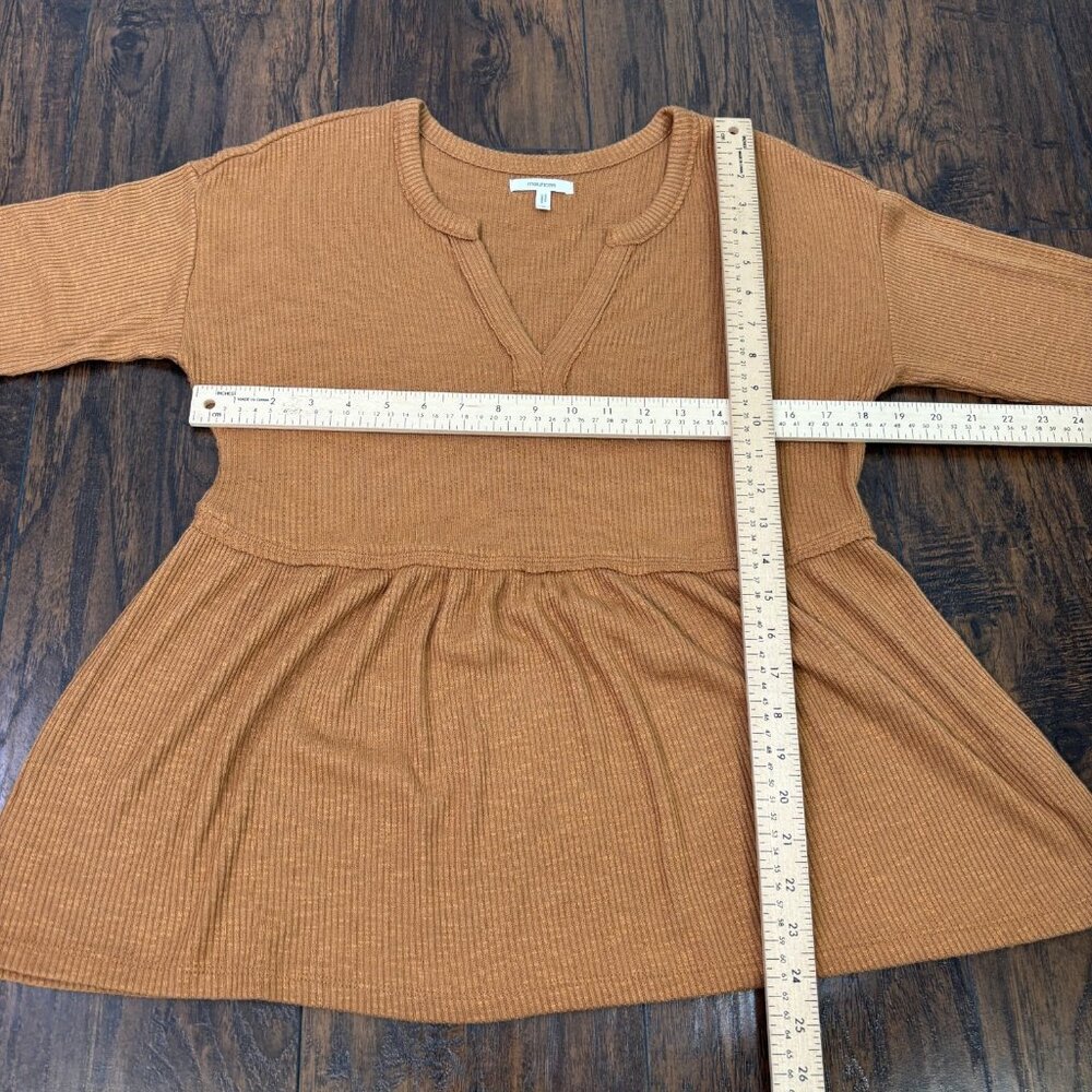 Maurices Top Small Brown‎ Ribbed Knit Long Sleeve Casual Shirt Women's - Picture 7 of 11